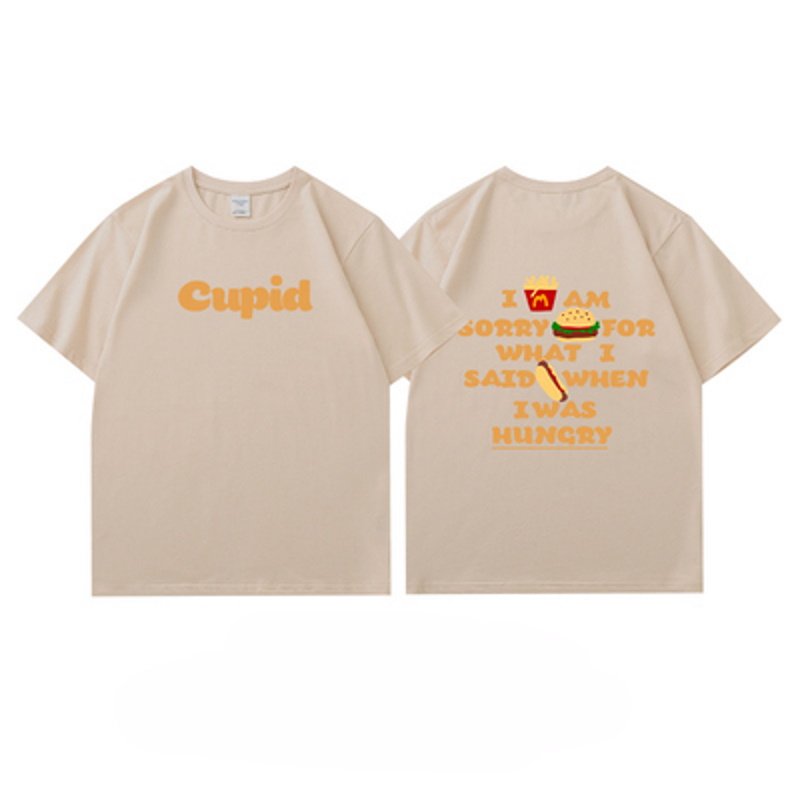 画像5: French fries & hamburger printT-shir   ユニセックス男女兼用 フライドポテト&ハンバーガー Tシャツ (5)