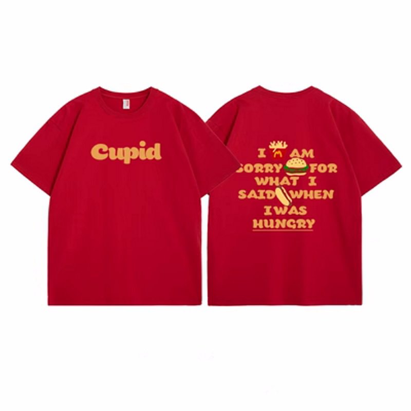 画像7: French fries & hamburger printT-shir   ユニセックス男女兼用 フライドポテト&ハンバーガー Tシャツ (7)