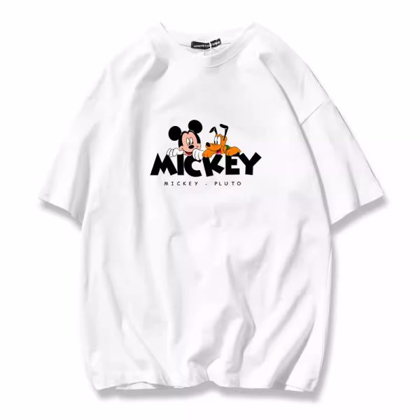 画像1: Mickey Mouse & Pluto printT-shir   ユニセックス男女兼用 ミッキーマウス　ミッキー＆プルート Tシャツ (1)