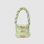 画像3: Ribbon Twist Gingham Check Hand Shoulder Bag Under Arm Bag　リボンツイストハンドルギンガムチェックトートショルダーバッグアンダーアームバッグ (3)