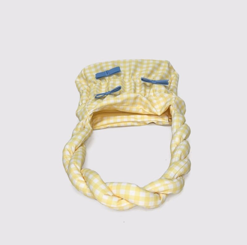 画像5: Ribbon Twist Gingham Check Hand Shoulder Bag Under Arm Bag リボンツイストハンドルギンガムチェックトートショルダーバッグアンダーアームバッグ (5)