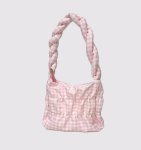 画像4: Ribbon Twist Gingham Check Hand Shoulder Bag Under Arm Bag　リボンツイストハンドルギンガムチェックトートショルダーバッグアンダーアームバッグ (4)