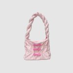 画像11: Ribbon Twist Gingham Check Hand Shoulder Bag Under Arm Bag　リボンツイストハンドルギンガムチェックトートショルダーバッグアンダーアームバッグ (11)