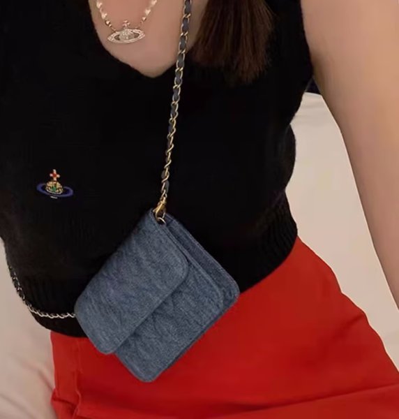 画像1: Quilted denim mini shoulder crossbody pochette tote waist pouch bag 　キルティングデニムミニショルダー斜め掛け ポシェットウエストポーチトートバッグ (1)