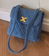 画像9: Quilted denim shoulder crossbody pochette tote bag 　キルティングデニムショルダー斜め掛け ポシェットトートバッグ (9)