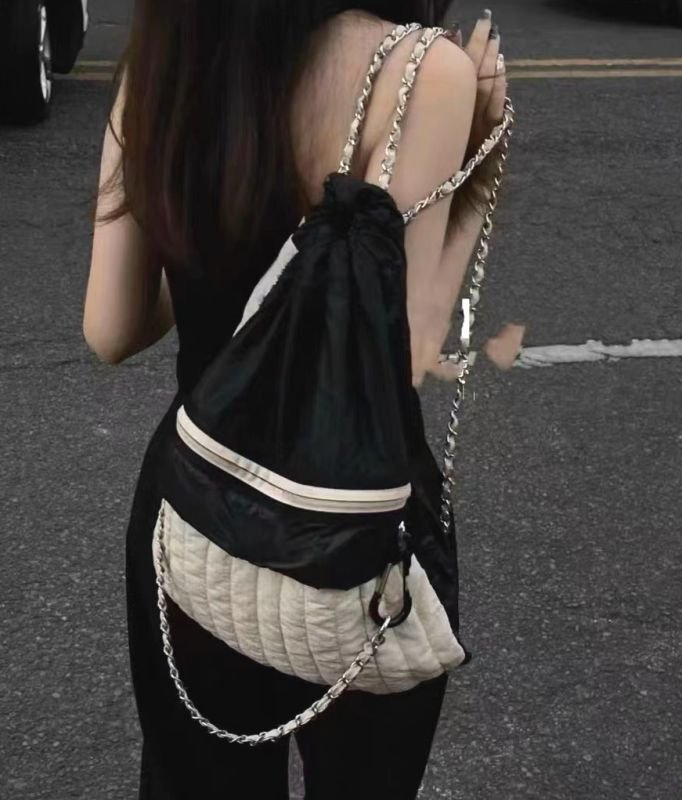 画像6: quilted chain backpack shoulder tote bag キルティングチェーンバックパック ショルダートートバッグ (6)