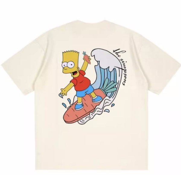 画像1: surfer bart simpson printT-shir   ユニセックス男女兼用 サーファーバートシンプソンTシャツ (1)