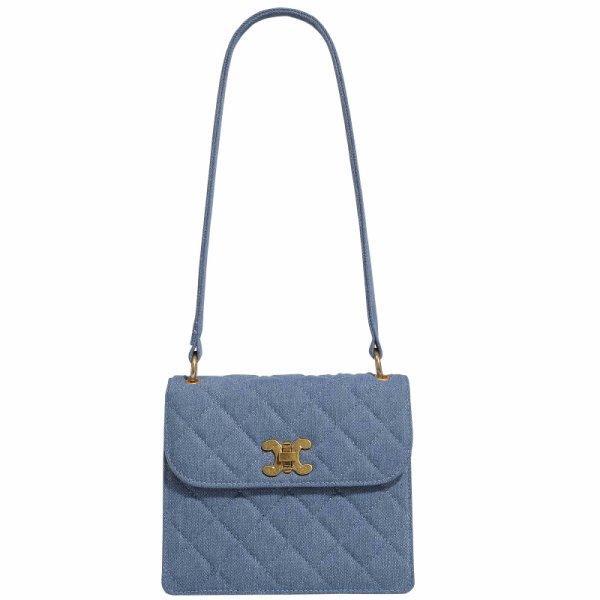 画像1: Quilted denim shoulder crossbody pochette tote bag 　キルティングデニムショルダー斜め掛け ポシェットトートバッグ (1)