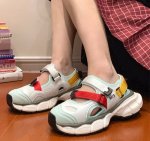 画像4: color contrast stitching sandals  　カラーコントラストステッチベルクロサンダル スリッパフリップフロップビーチサンダルスニーカー (4)