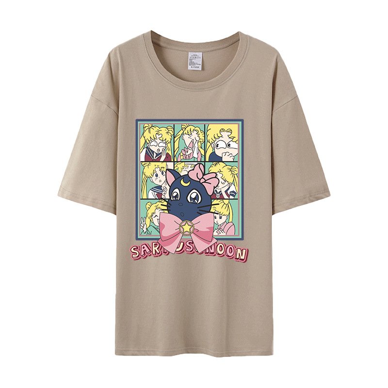 画像5: Sailor Moon Short Sleeve T-shirt    セーラームーン&ルナオーバーサイズプリント 半袖Tシャツ (5)