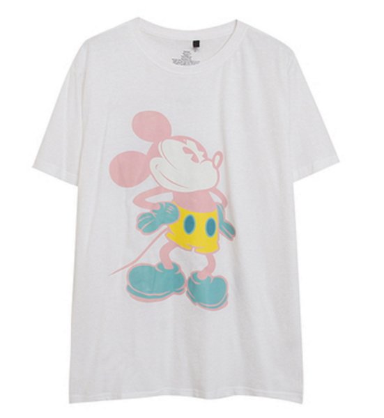 画像1: pink mickey mouse Short Sleeve T-shirt   ピンクミッキーマウス　ミッキープリント 半袖Tシャツ (1)