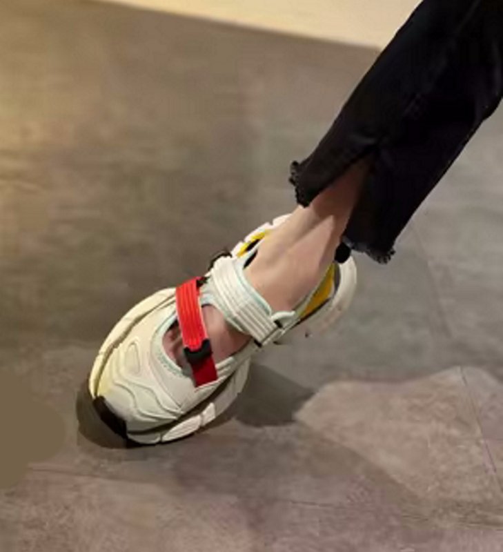 画像6: color contrast stitching sandals  　カラーコントラストステッチベルクロサンダル スリッパフリップフロップビーチサンダルスニーカー (6)