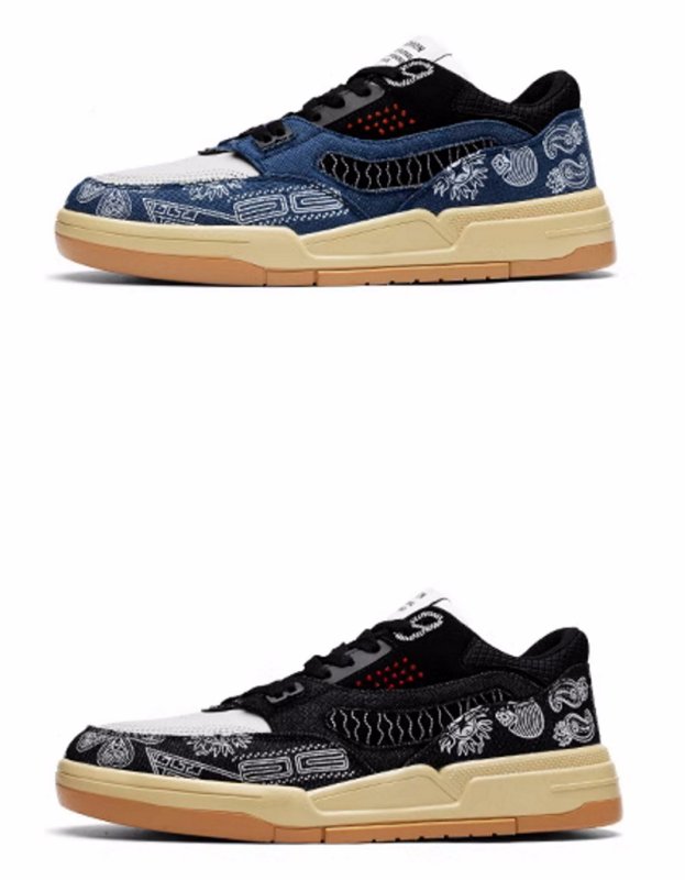 画像3: Denim paisley bandana pattern lace-up sneakers  男女兼用 ユニセックスデニムペイズリーバンダナ柄レースアップスニーカー (3)
