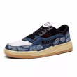 画像1: Denim paisley bandana pattern lace-up sneakers　 男女兼用 ユニセックスデニムペイズリーバンダナ柄レースアップスニーカー (1)