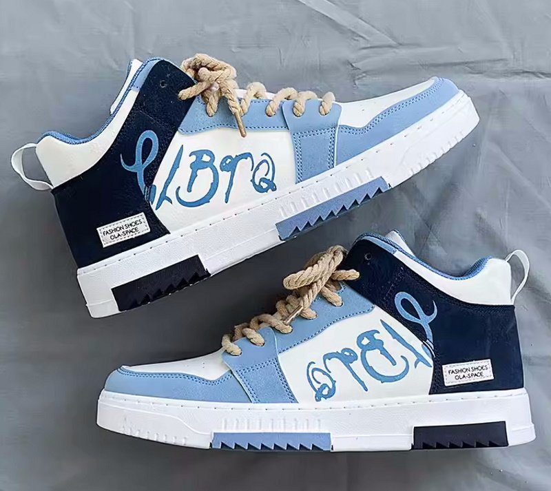 画像3: Bicolor leather paint high cut lace-up sneakers  男女兼用 ユニセックスバイカラーレザーペイントハイカットレースアップスニーカー (3)