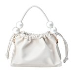 画像2: handle with pearl leather tote shoulder bag　パールハンドルトートショルダーレザーミニバッグ (2)