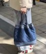 画像5: Quilted denim chain shoulder backpack tote shoulder bag　キルティングデニムデニムチェーンショルダーバックパックトートバッグ (5)