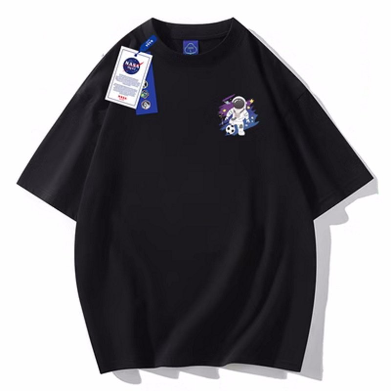 画像4: One-point space flight x soccer printed  Short Sleeve T-shirt    ユニセックス男女兼用ワンポイント宇宙飛行×サッカープリント 半袖Tシャツ (4)