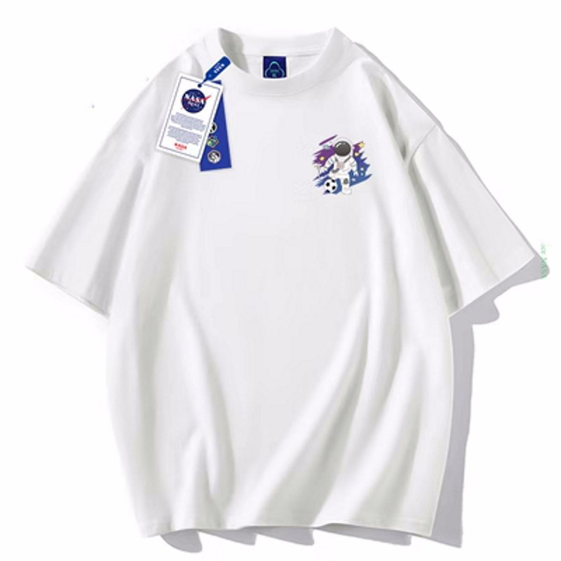 画像2: One-point space flight x soccer printed  Short Sleeve T-shirt    ユニセックス男女兼用ワンポイント宇宙飛行×サッカープリント 半袖Tシャツ (2)