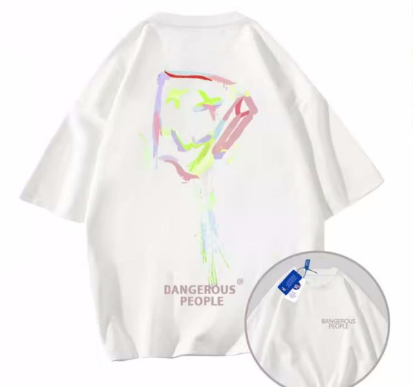 画像1: Dangerous people spongebob x kaws printed  Short Sleeve T-shirt   　ユニセックス男女兼用スポンジボブ×カウズプリント 半袖Tシャツ (1)