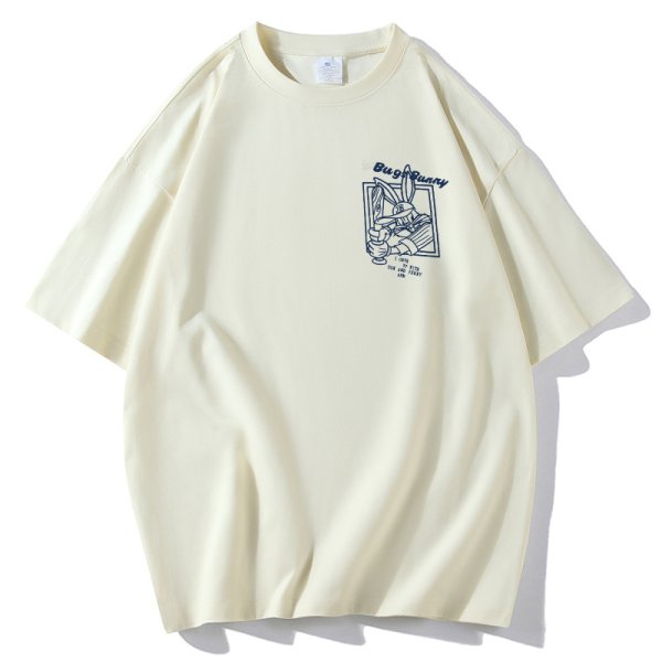画像1: Bugs Bunny x Baseball One Point printed  Short Sleeve T-shirt   　ユニセックス男女兼用バックスバニー×ベースボールワンポイントプリント 半袖Tシャツ (1)