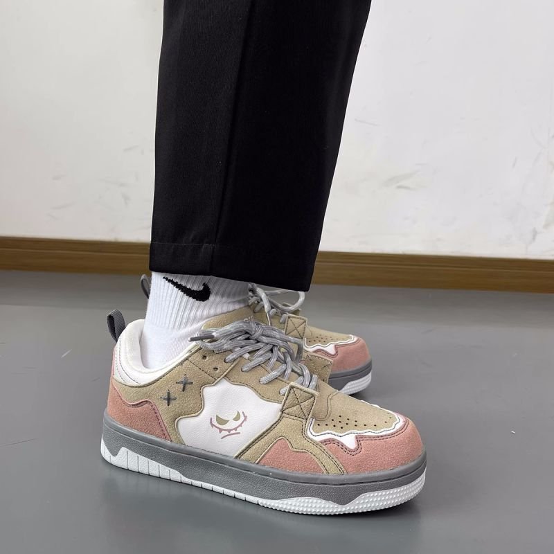 画像4: face mark leather  paint high cut lace-up sneakers  男女兼用 ユニセックスフェイスマークレザーハイカットレースアップスニーカー (4)