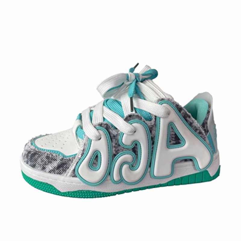 alphabet logo leather paint high cut lace-up sneakers 男女