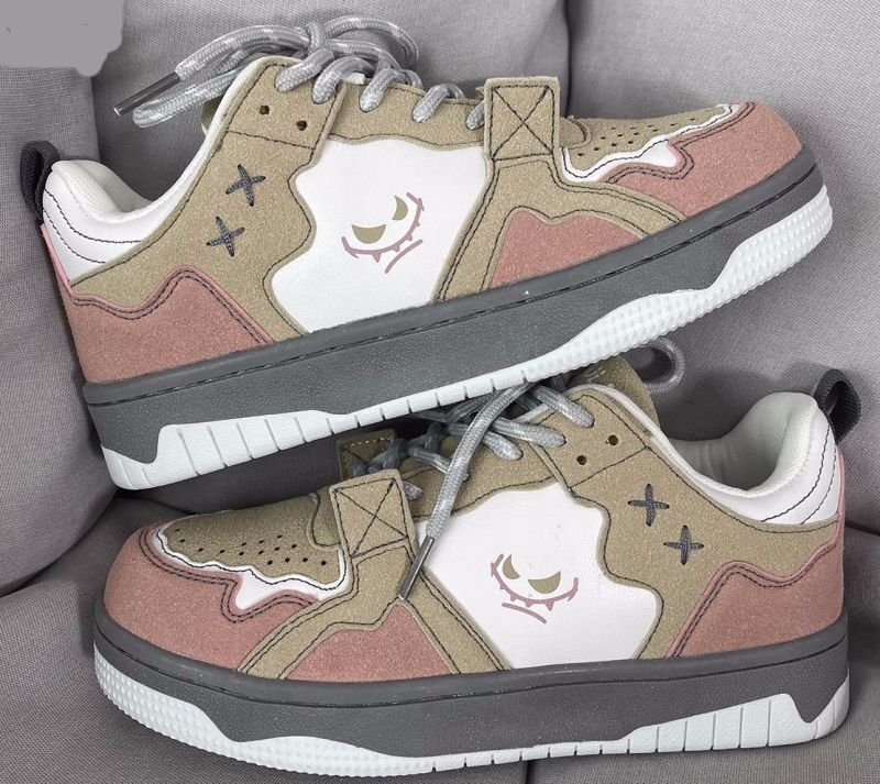 画像2: face mark leather  paint high cut lace-up sneakers  男女兼用 ユニセックスフェイスマークレザーハイカットレースアップスニーカー (2)