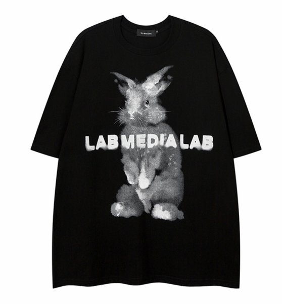 画像1: MEDIALAB Rabbit PrintShort Sleeve T-shirt   　ユニセックス男女兼用MEDIALABラビットプリントプリント 半袖Tシャツ (1)