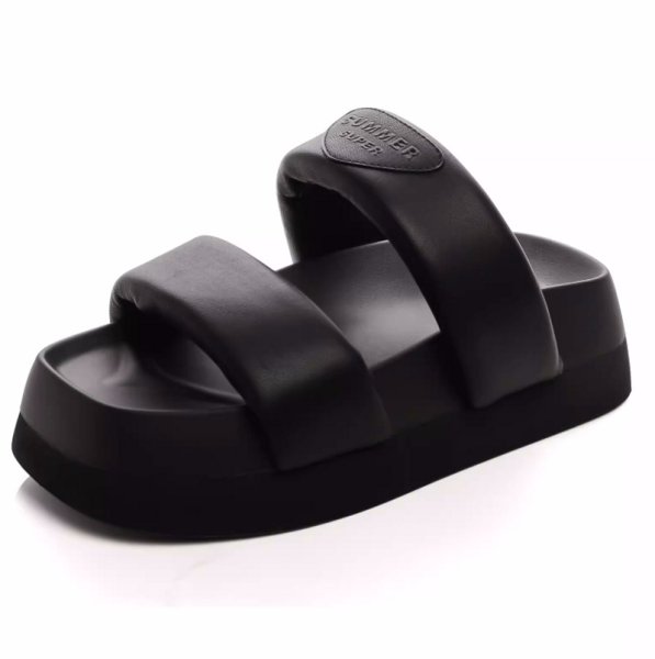 画像1: new muffin thick bottom leather down belt Sandals slippers 　レザーダウンベルト厚底プラットホームサンダル スリッパフリップフロップビーチサンダル (1)