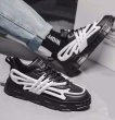 画像4: thick bottom increased light soft bottom trendy shoes lace-up sneakers　 男女兼用 ユニセックスポイントカラーレースアップスニーカー (4)