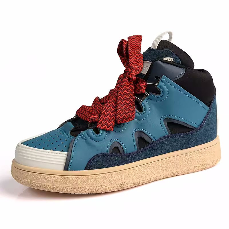 画像2: leather high top  lace-up sneakers shoes  男女兼用 ユニセックスハイカットレースアップスニーカー (2)