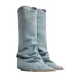 画像2: denim long split boots  デニムロング丈スプリットブーツ (2)