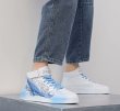 画像3:  whale print high cut leather lace-up sneakers shoes　 男女兼用 ユニセックスホエールクジラハイカットレザーレースアップスニーカー (3)