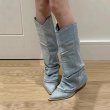 画像5: denim long split boots  デニムロング丈スプリットブーツ (5)