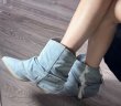 画像6: fringed denim short boots western boots　 フリンジデニムショートスプリットブーツ ウエスタンブーツ (6)