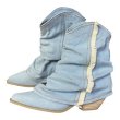 画像8: fringed denim short boots western boots　 フリンジデニムショートスプリットブーツ ウエスタンブーツ (8)