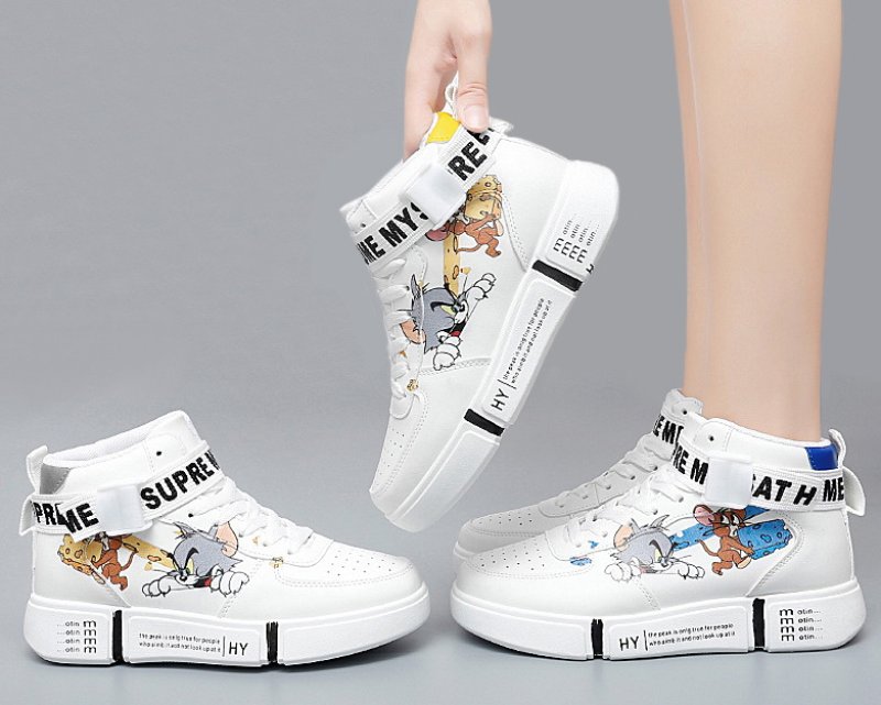 画像6: tom and jerry high cut leather lace-up sneakers shoes　 男女兼用 ユニセックストム＆ジェリートムとジェリーハイカットレザーレースアップスニーカー (6)