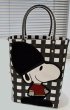 画像3: snoopy Damier Checkered Tote Bagbasket picnic shopping bag　スヌーピーダミエバスケットピクニックショッピングバッグ トート籠かごバッグ (3)