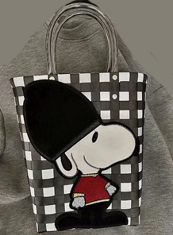 画像5: Snoopy Damier Checkered straw Tote Bagbasket picnic shopping bag スヌーピーダミエバスケットピクニックショッピングバッグ トート籠かご カゴ バッグ (5)
