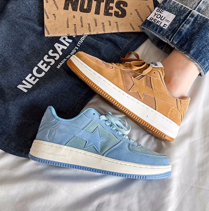 画像5: star leather suede lace-up sneakers shoes　 男女兼用 ユニセックススター星レザースエードレースアップスニーカー (5)