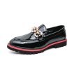 画像1: Men's  CHAIN PATENT LEATHER SLIP-ONS loafers   メンズパテントレザーチェーン付きブリティッシュ ローファースリッポン シューズ (1)