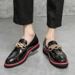 画像3: Men's  CHAIN PATENT LEATHER SLIP-ONS loafers   メンズパテントレザーチェーン付きブリティッシュ ローファースリッポン シューズ (3)