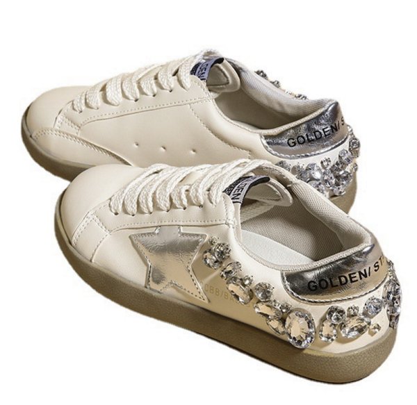 画像1: star & rhinestone lace-up sneakers　スター星＆ラインストーン付きレースアップスニーカー (1)