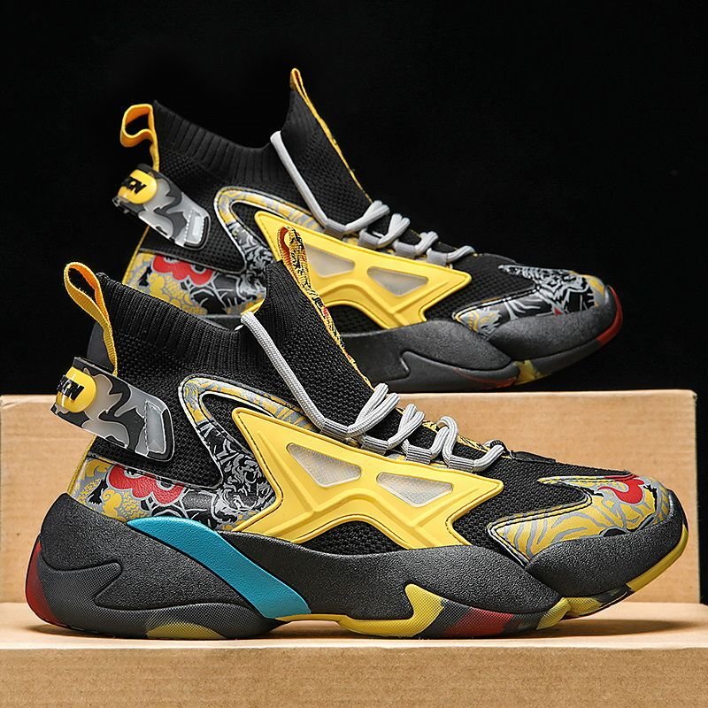 画像7: Pop Art Knit Lace-Up Sneaker Boots shoes  男女兼用 ユニセックスポップアートニットレースアップスニーカーブーツ (7)
