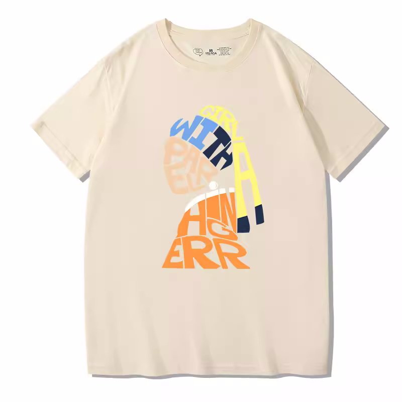 画像4: vermeer pearl earrings graphic Short Sleeve T-shirt    ユニセックス男女兼用フェルメール 真珠の耳飾り×グラフィックプリント 半袖Tシャツ (4)