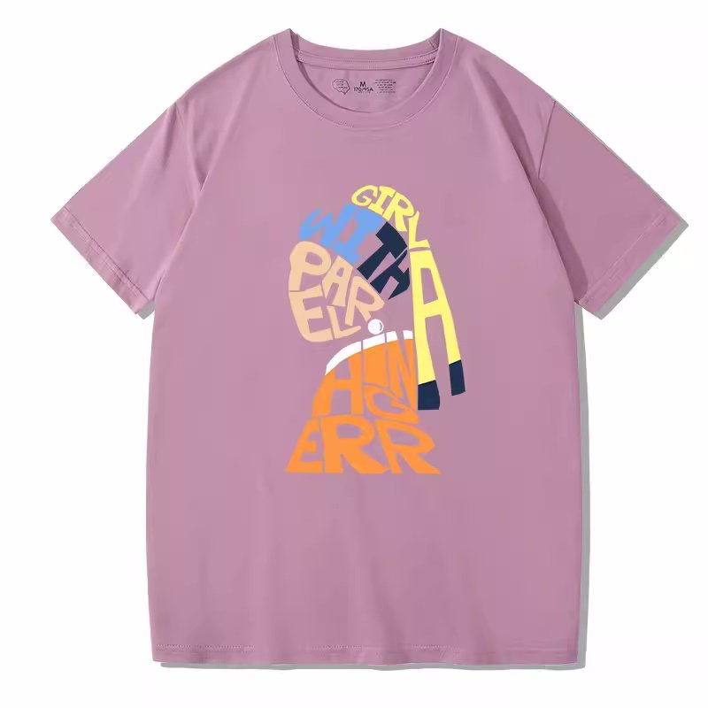 画像12: vermeer pearl earrings graphic Short Sleeve T-shirt    ユニセックス男女兼用フェルメール 真珠の耳飾り×グラフィックプリント 半袖Tシャツ (12)
