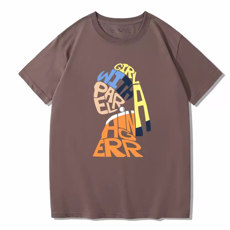 画像8: vermeer pearl earrings graphic Short Sleeve T-shirt    ユニセックス男女兼用フェルメール 真珠の耳飾り×グラフィックプリント 半袖Tシャツ (8)