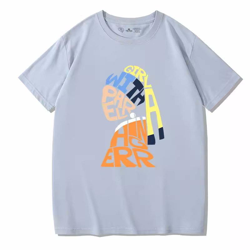 画像7: vermeer pearl earrings graphic Short Sleeve T-shirt    ユニセックス男女兼用フェルメール 真珠の耳飾り×グラフィックプリント 半袖Tシャツ (7)