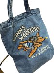 画像2: denim flying donald duck embroidery tote shoulder eco bag　ユニセックス男女兼用デニムフライングドナルドダック刺繍 トートショルダーエコバッグ (2)